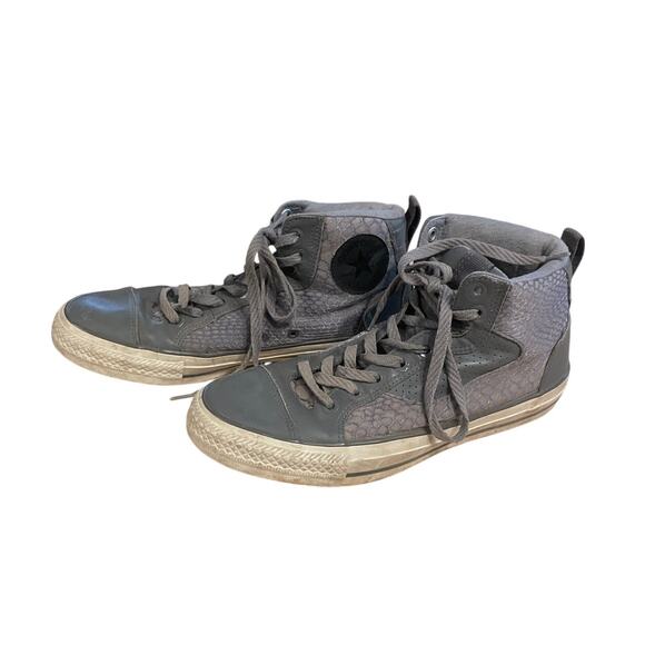 Converse Mens 9 womens 10.5 Grey lizard print High tops - Picture 2 of 6